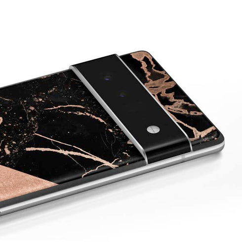 Black and Rose Gold Marble Split Google Pixel 6 Pro Skin